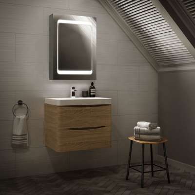 Elegent Aluminum LED Bathroom Mirror Cabinet with Anti-fog and Dimmer LED