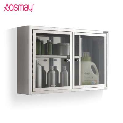 Small Design storage bathroom vanity cabinet with glass door stainless steel cabinet